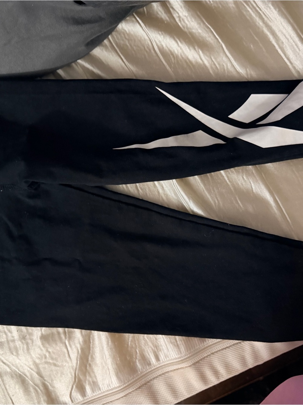 Reebok Black Leggings with White Logo
